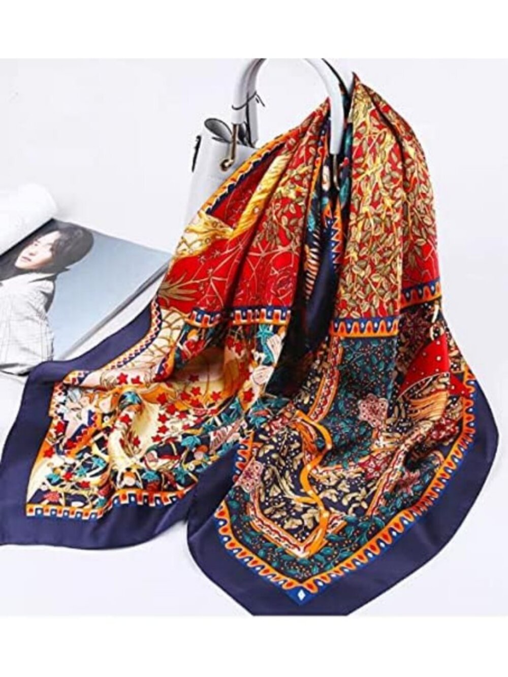 Luxurious 100% Silk Scarf - Large 43" Square Shawl & Hair Wrap - Perfect Gift! - Picture 2 of 7